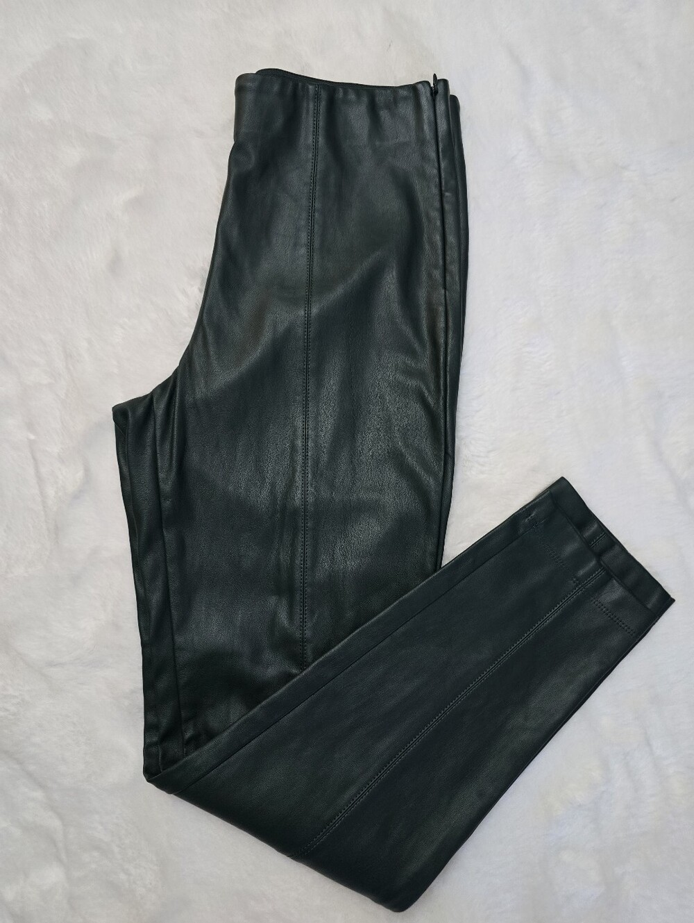 Ann Taylor - Dark Green Vegan Faux Leather Skinny Fitted Pants